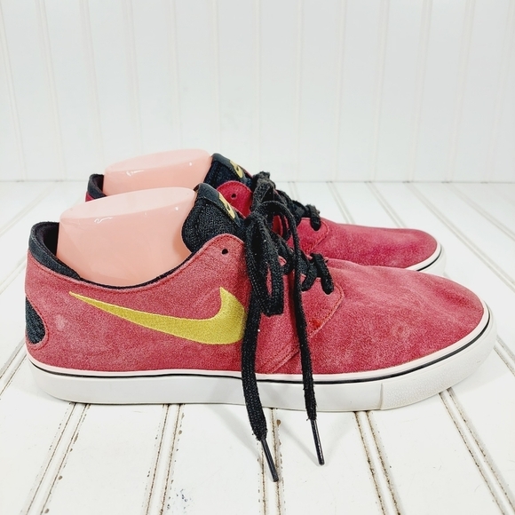 Nike Sb Zoom Oneshot Red Suede Leather Lace Up Athleisure Running Sneakers E42 - Picture 4 of 9